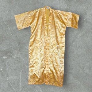 Vintage Gold Kimono Silk Robe Large Boho Royalcore
